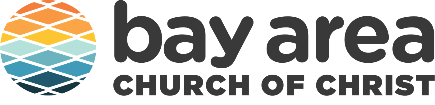 Bay Area Church of Christ logo: a circular mark of stacked diamonds beside a rounded lowercase wordmark.